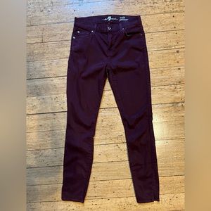 7 For All Mankind Ankle Gwenevere Sateen Skinny Pants.  Size 26. Amethyst.